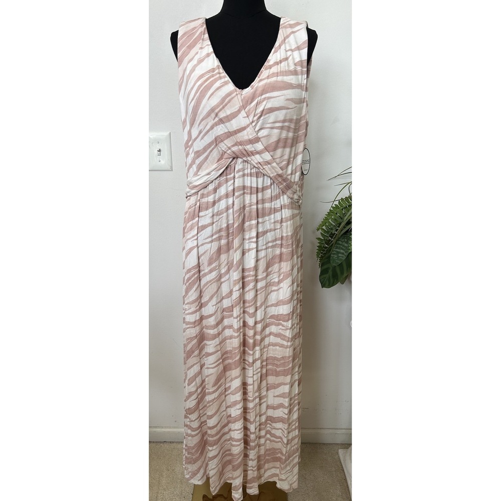 NWT Soma Wknd SOFT JERSEY V-Neck Twist built in Bra Maxi Dress Vacation Size 2XL